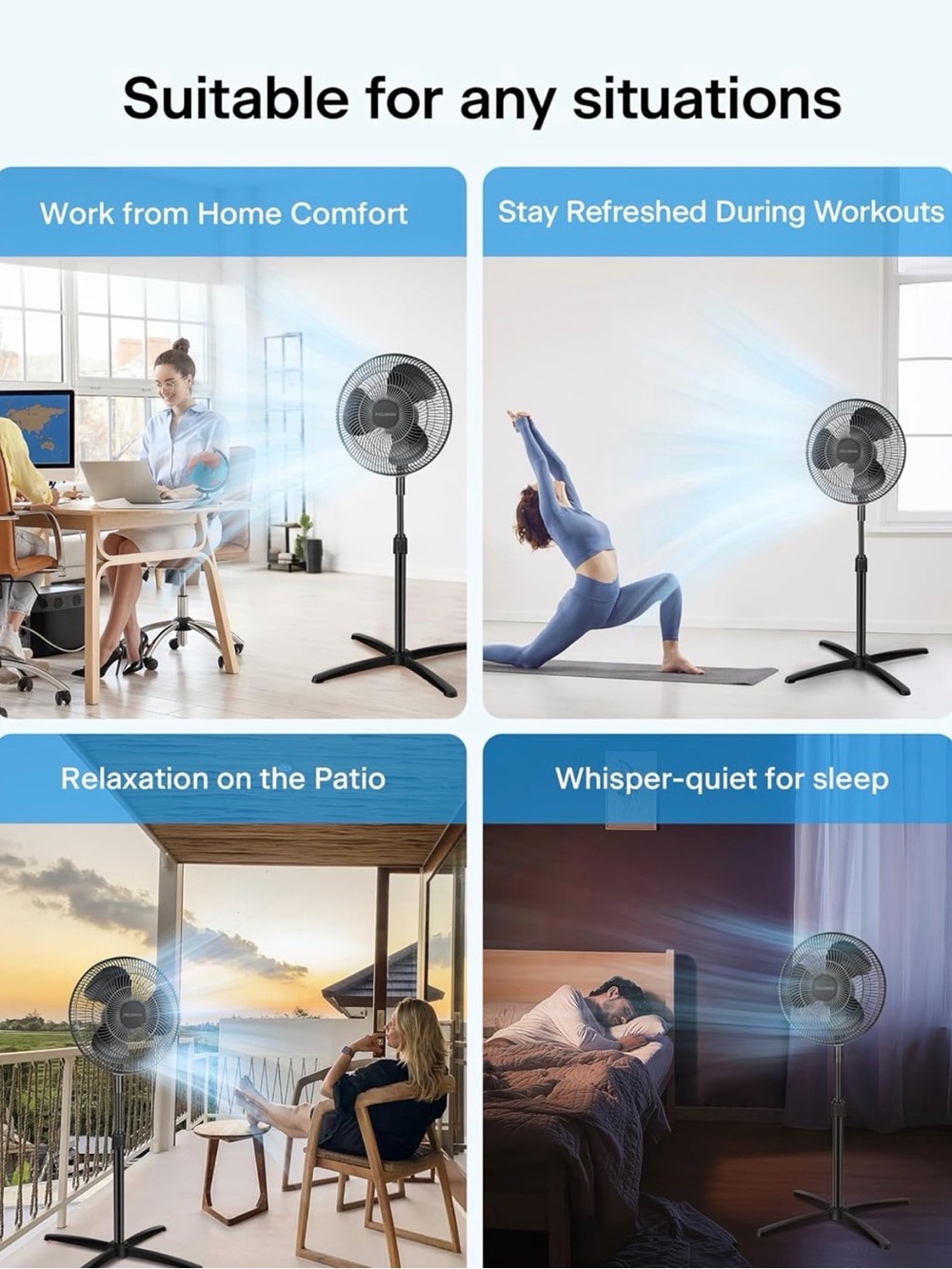 Pelonis Black Oscillating Pedestal Fan - Picture 3 of 11